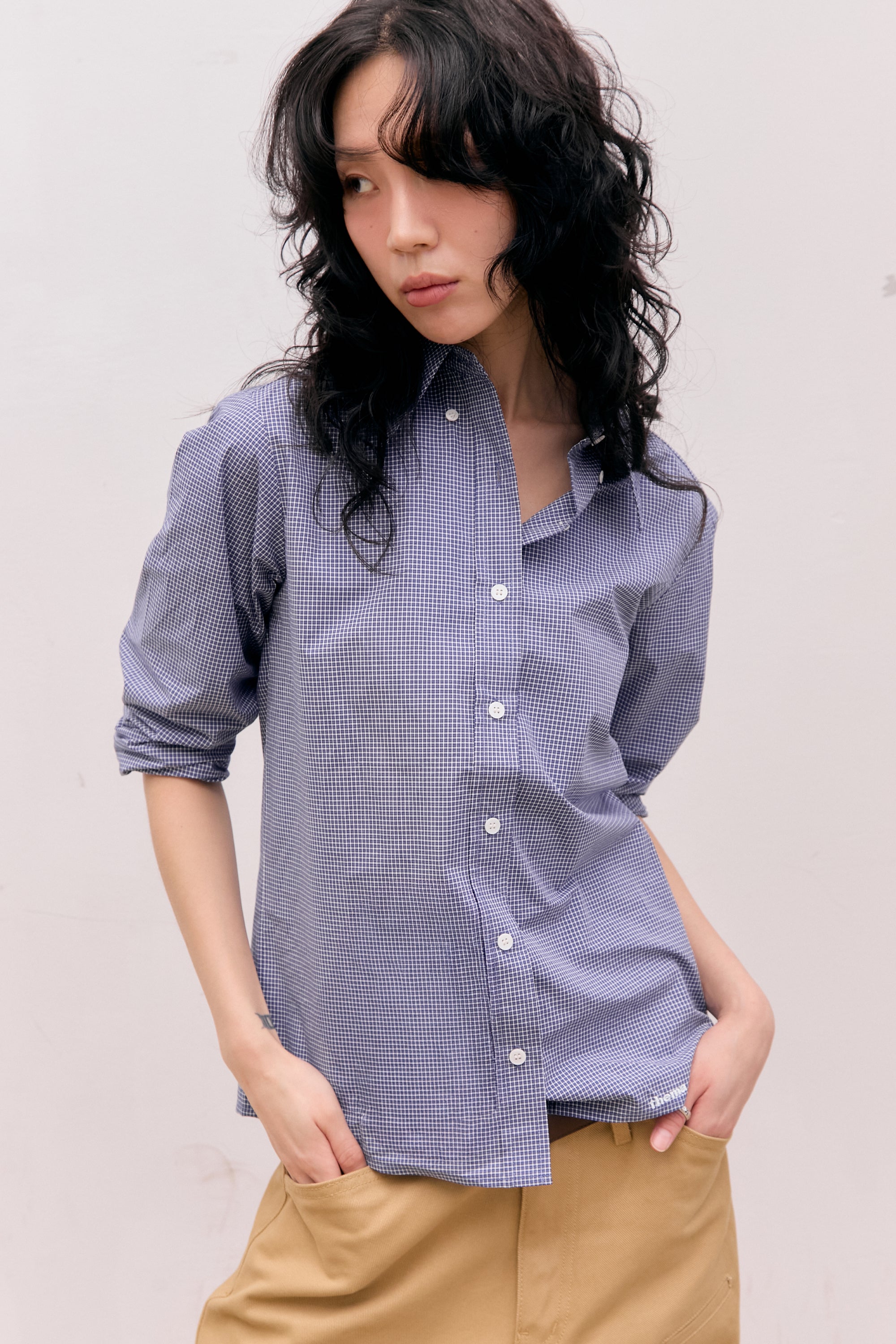 ROLL UP CHECK SHIRTS_NAVY