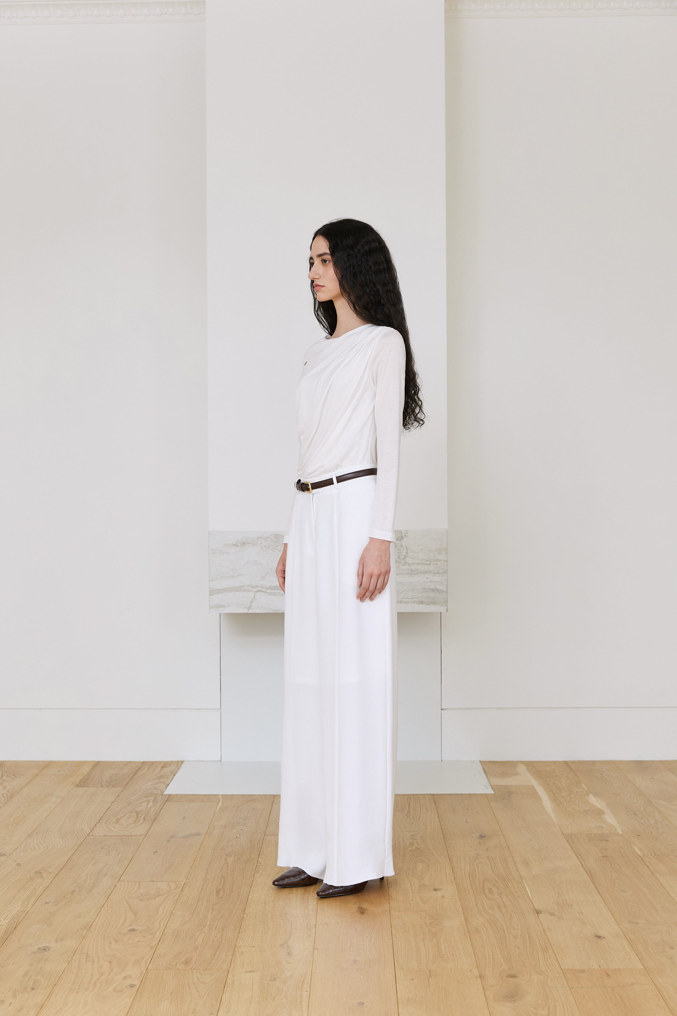 SILKY WIDE PANTS_BLANC