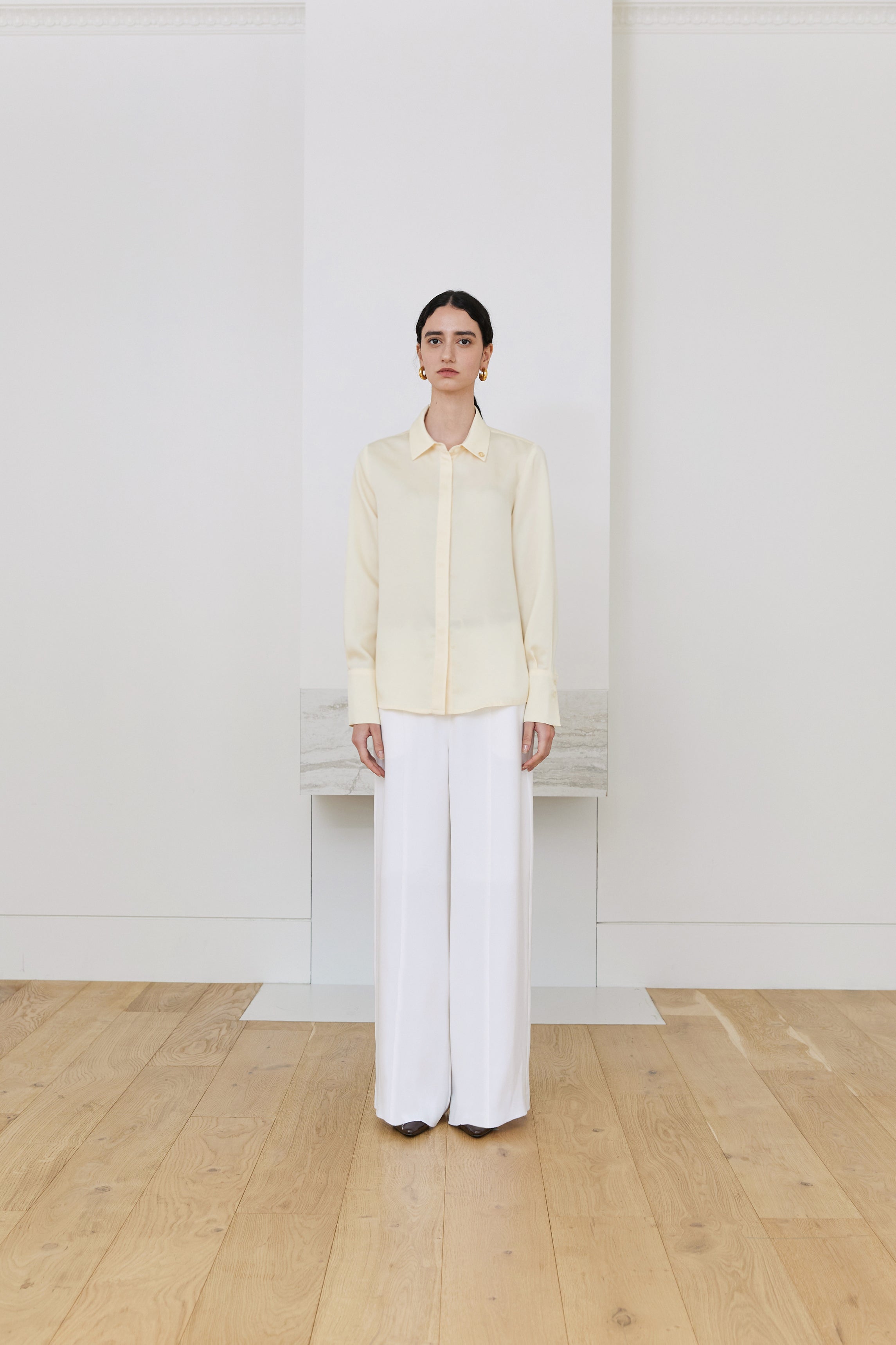 SILKY SHIRT BLOUSE_YELLOW