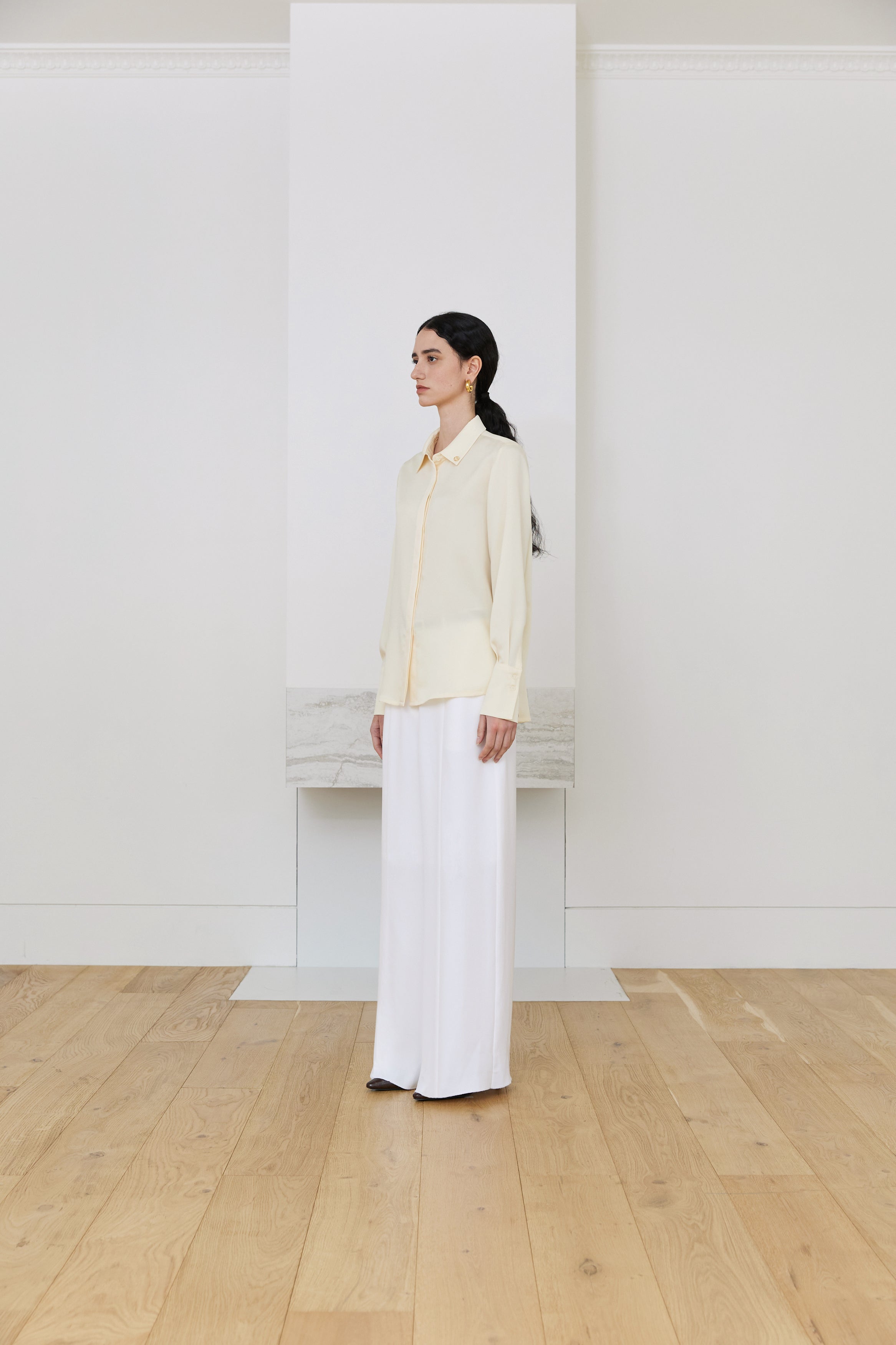 SILKY SHIRT BLOUSE_YELLOW