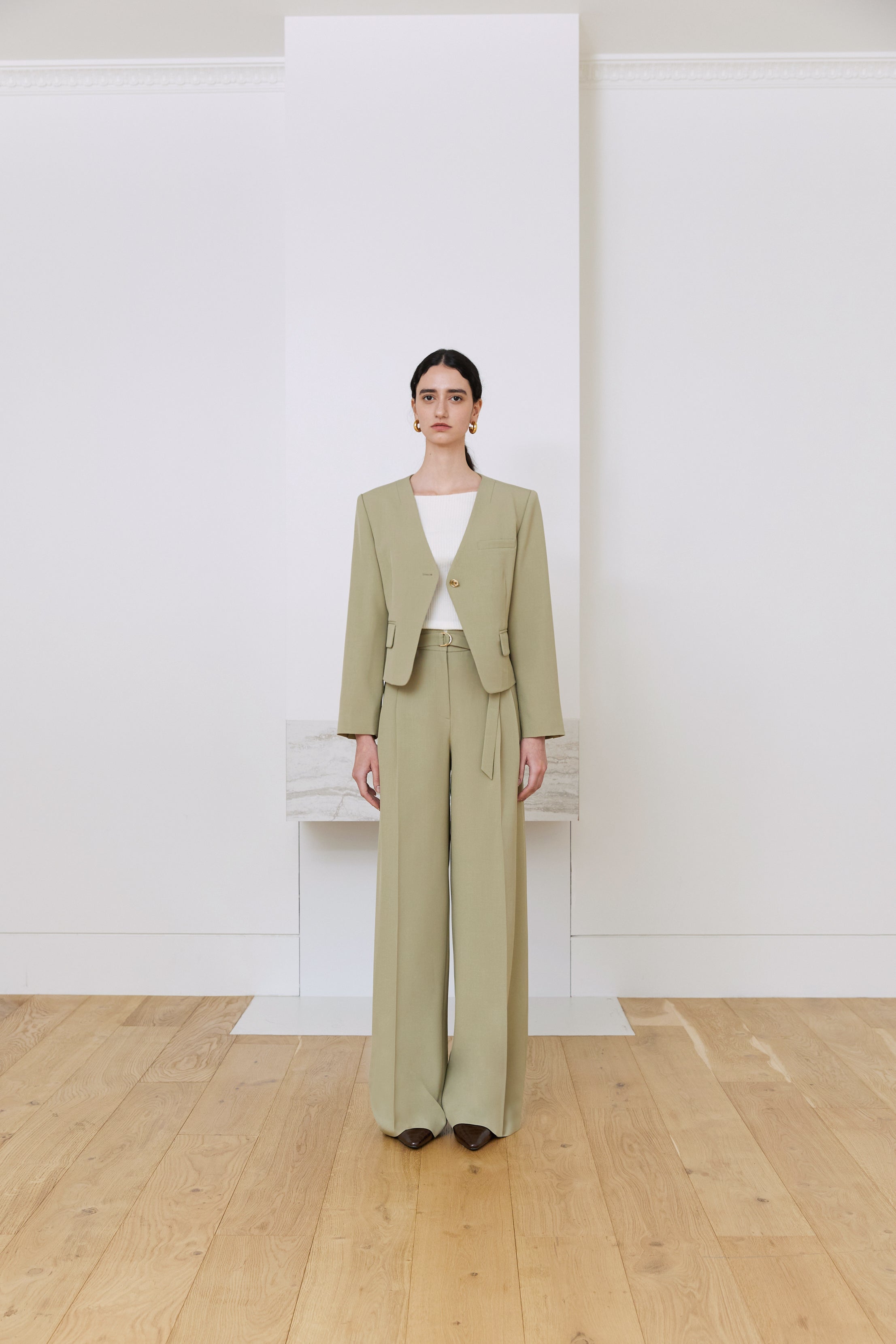 SIERRA COLLARLESS JACKET_KHAKI