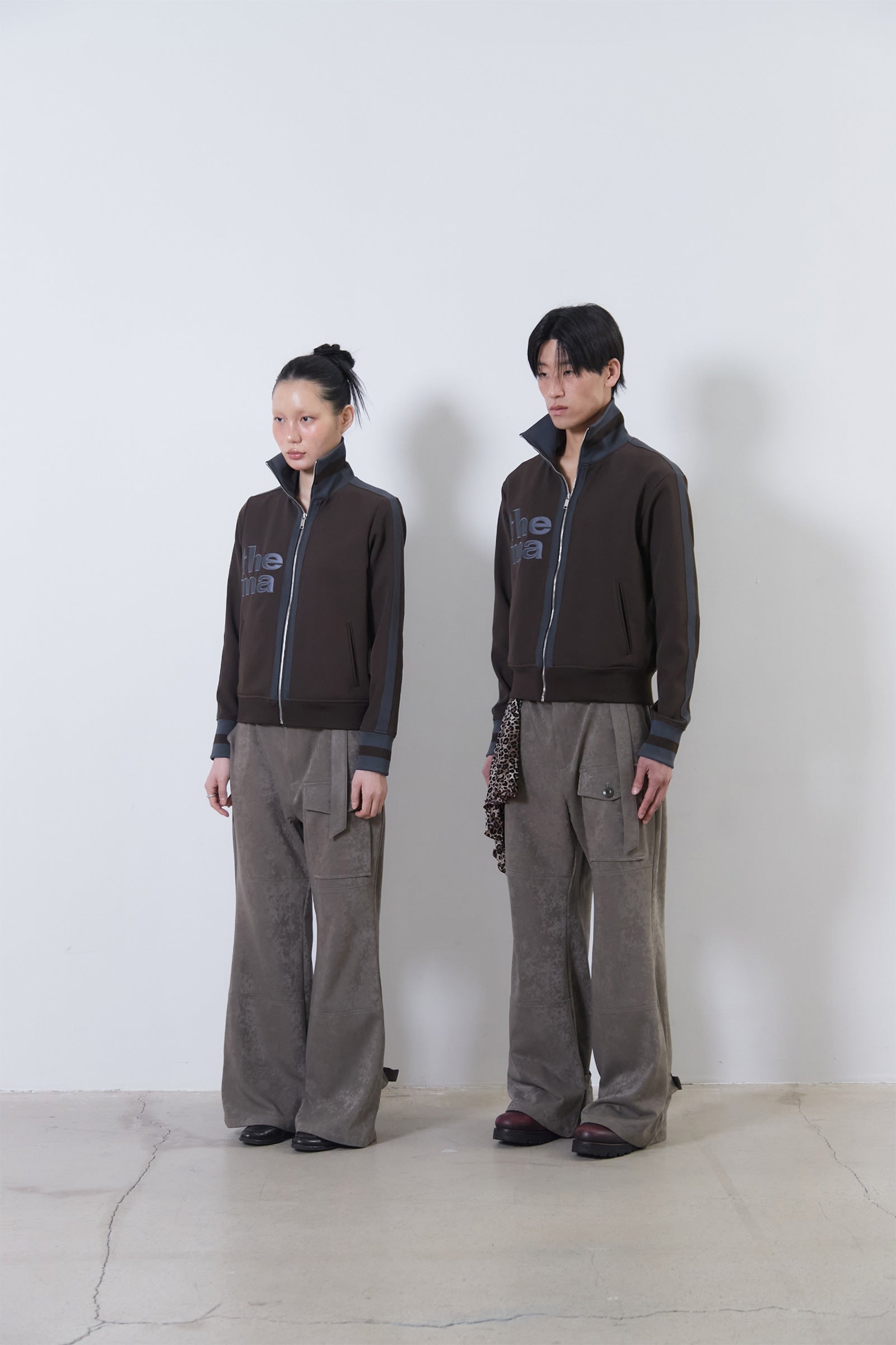 THEMA EMBROIDER MIXED JERSEY_DARK BROWN