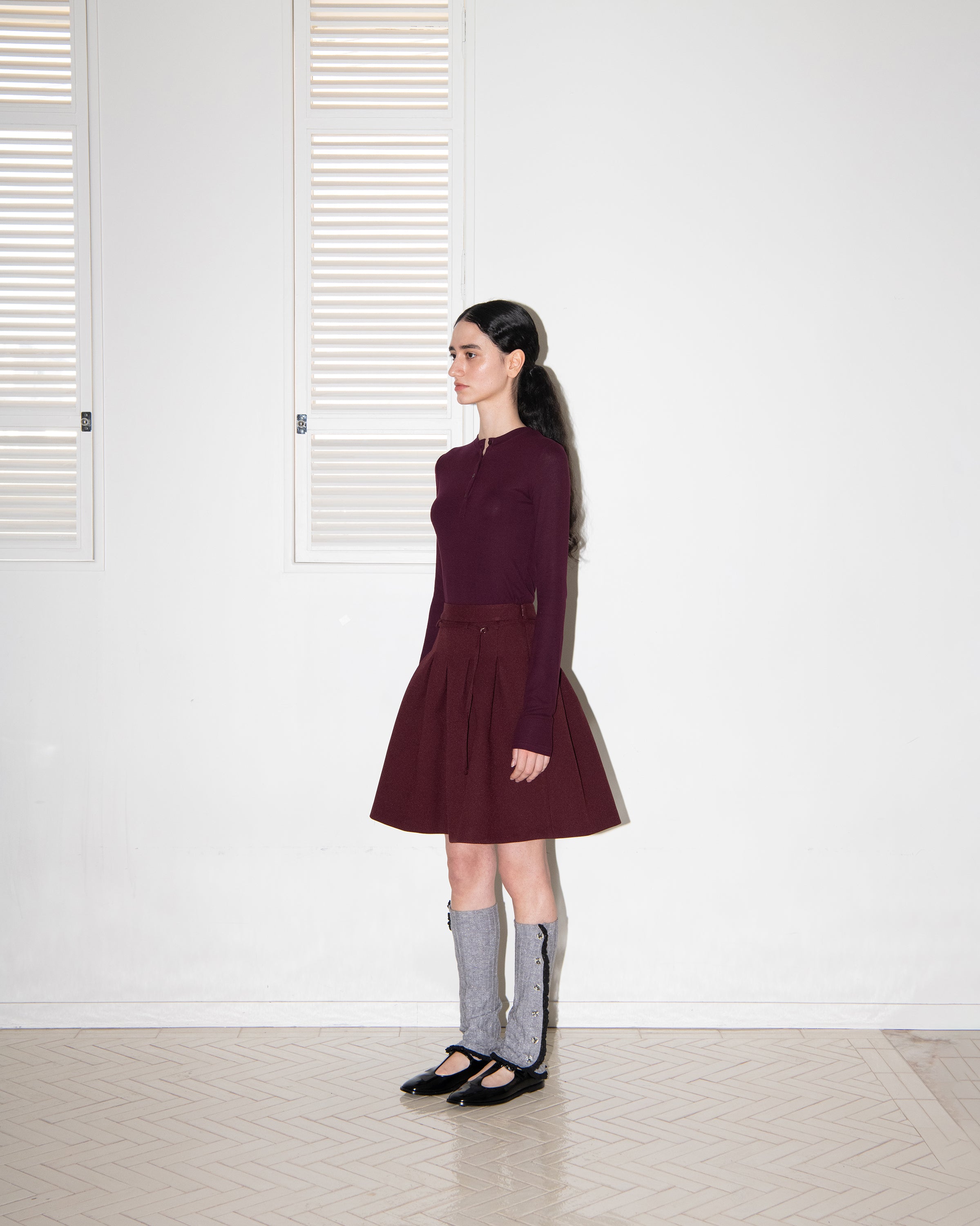 HENLEY NECK LONG SLEEVE T-SHIRT_BURGUNDY