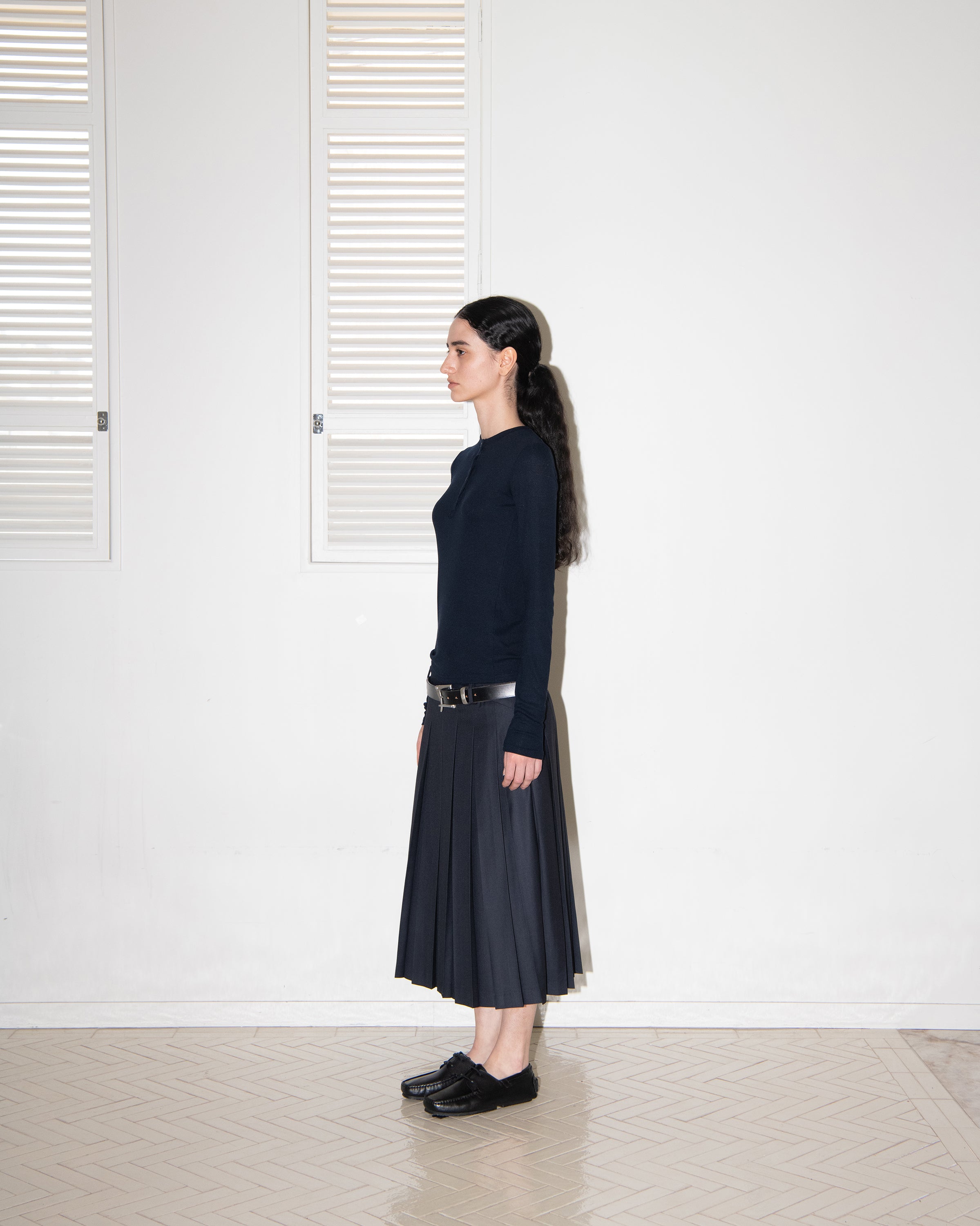 HENLEY NECK LONG SLEEVE T-SHIRT_DARK NAVY