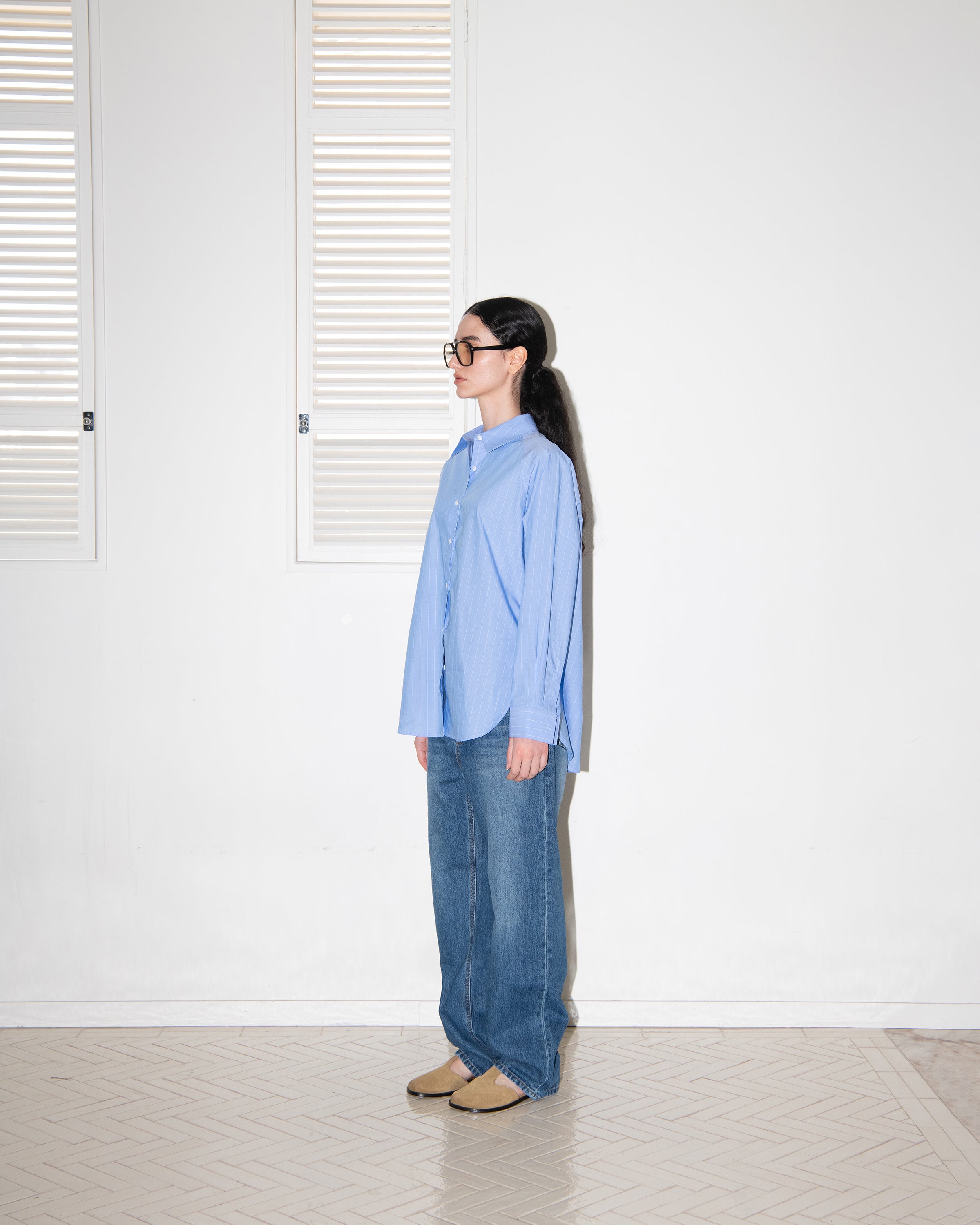 STRIPE RAGLAN BOXY SHIRTS_BLUE