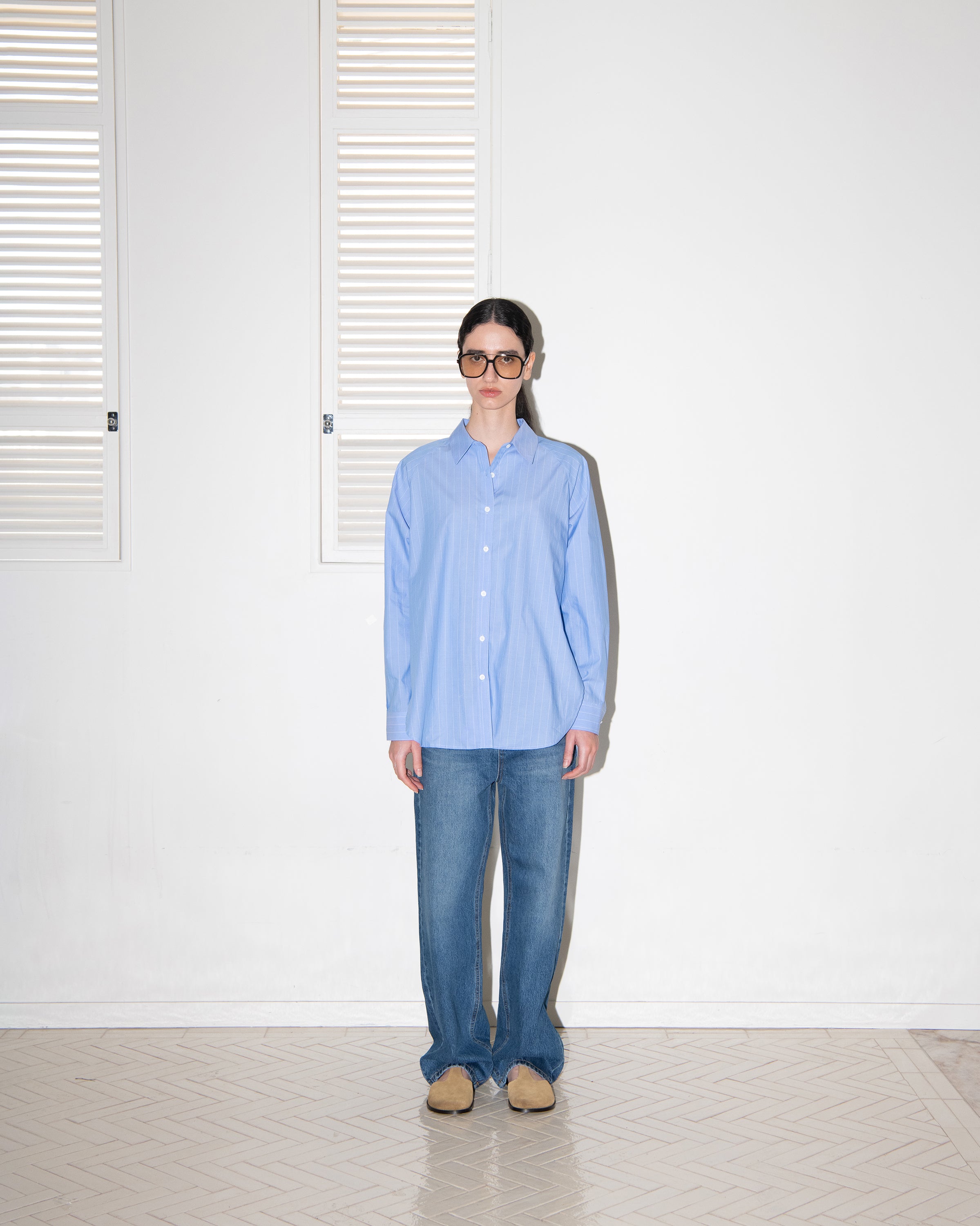 STRIPE RAGLAN BOXY SHIRTS_BLUE