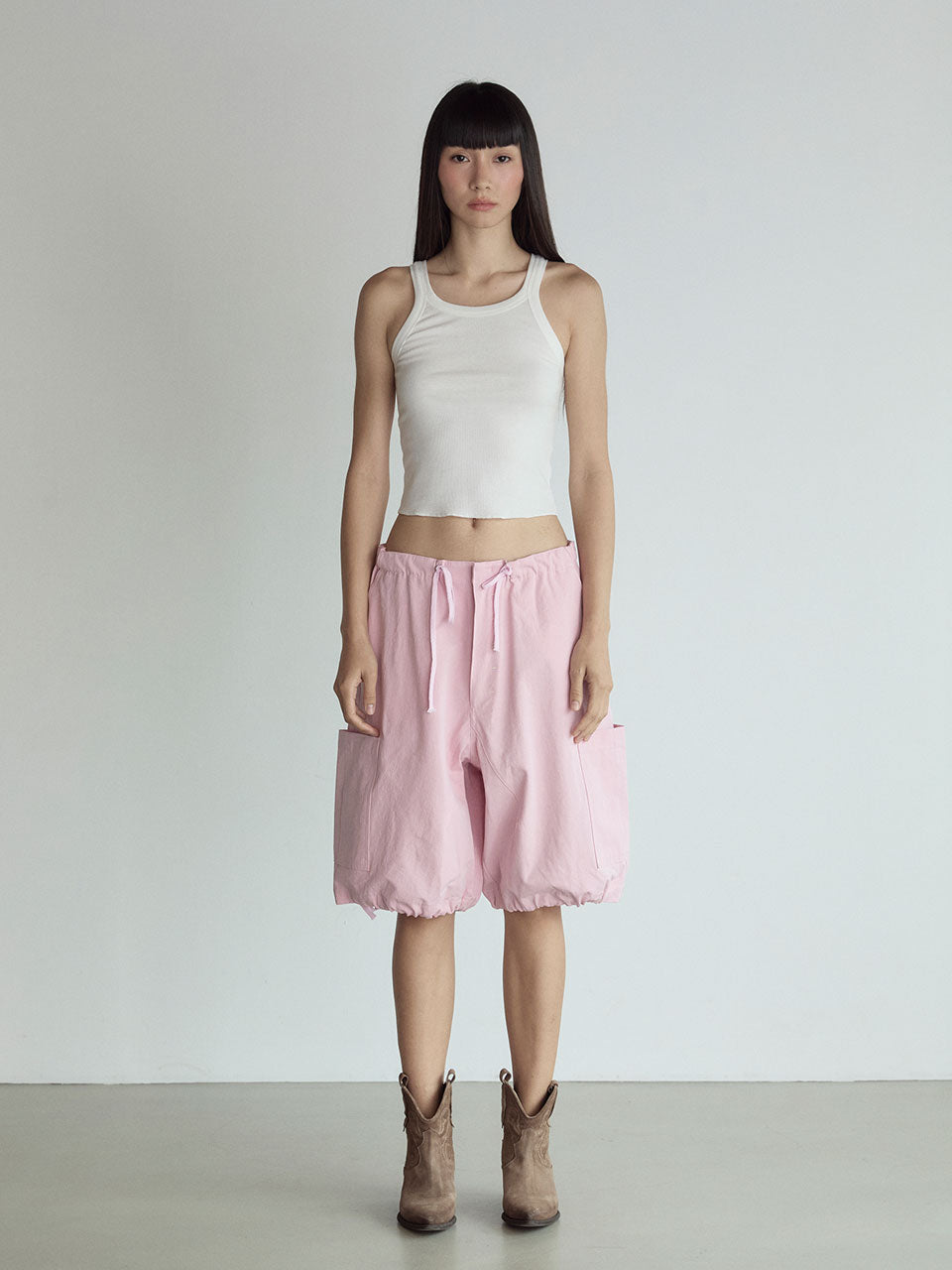 LOW WAIST CARGO SHORTS_PINK