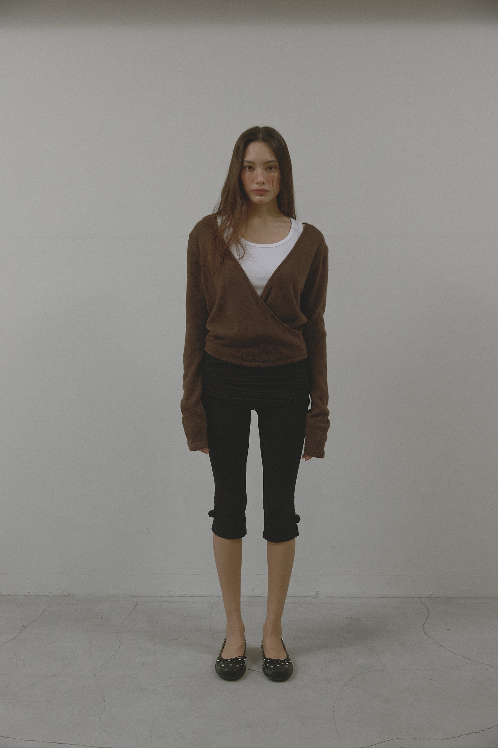 SOFT WRAP KNIT T_BROWN