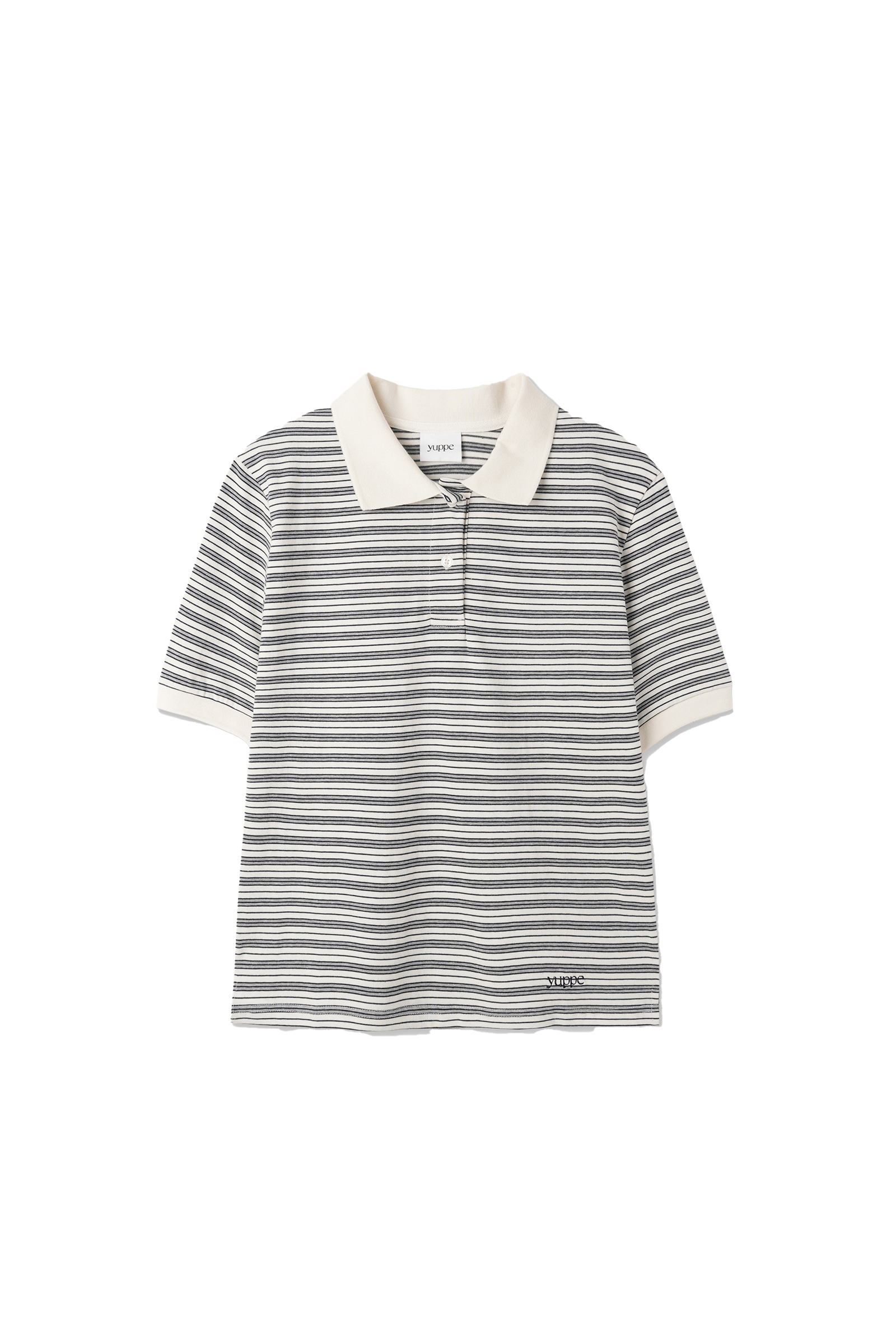 BUTTON STRIPE T-SHIRT_IVORY
