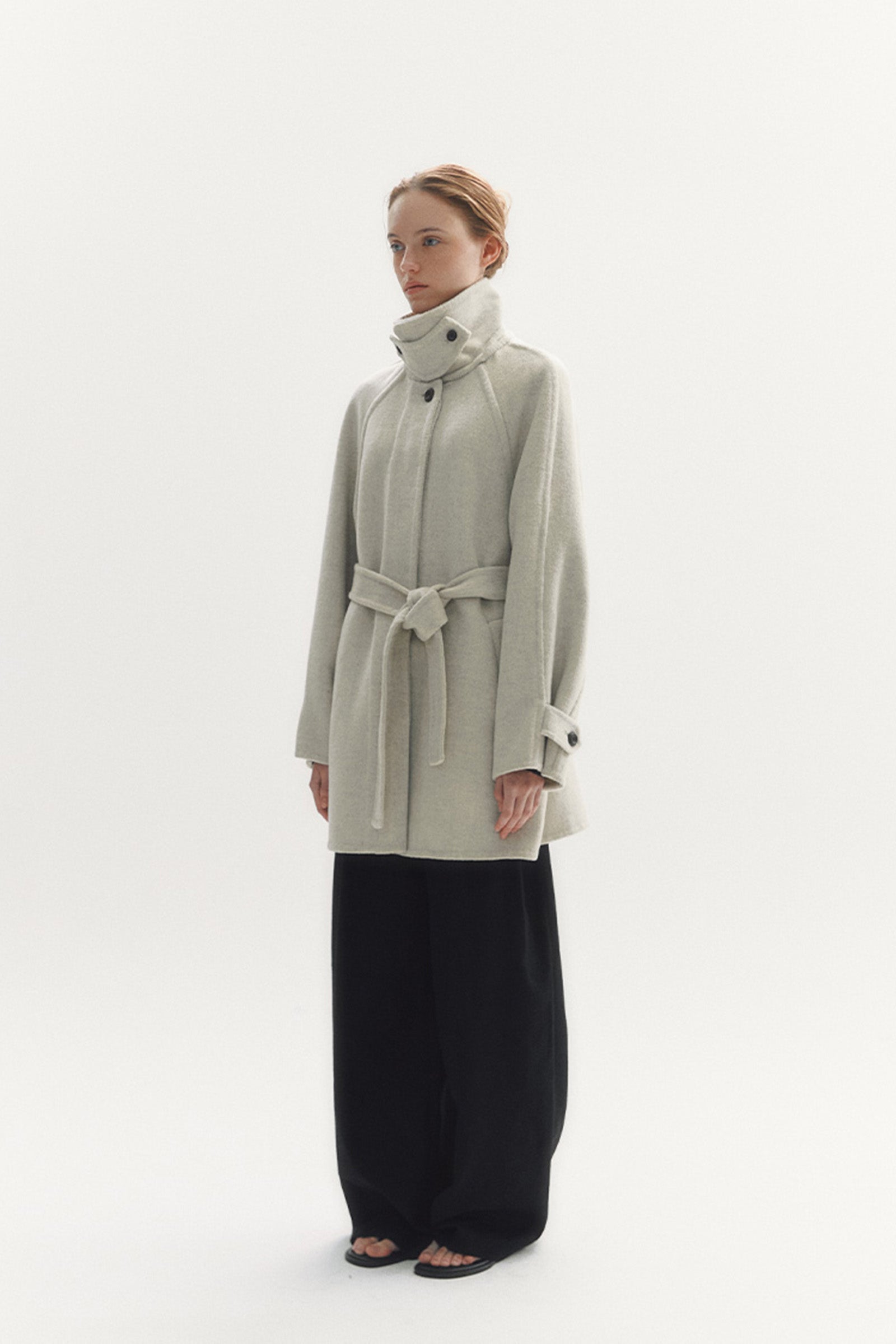 HANDMADE WOOL HALF COAT_OATMEAL