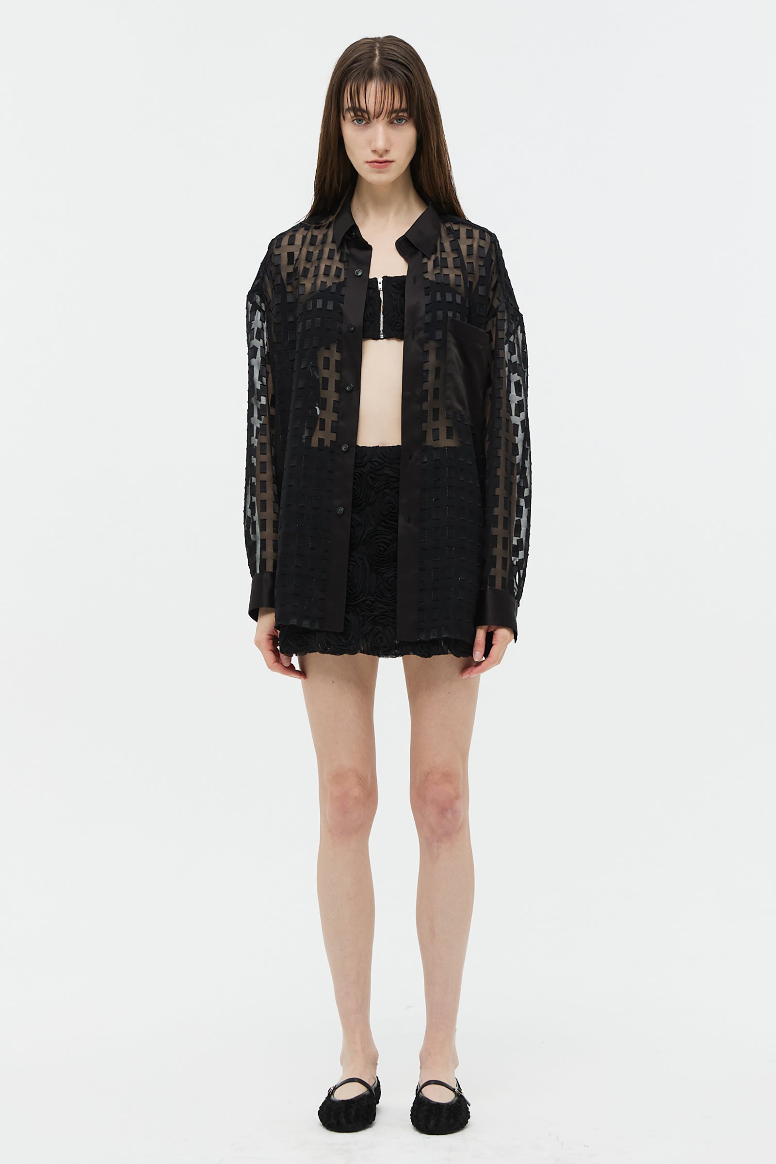 ORGANZA SQUARE BLOUSE_BLACK