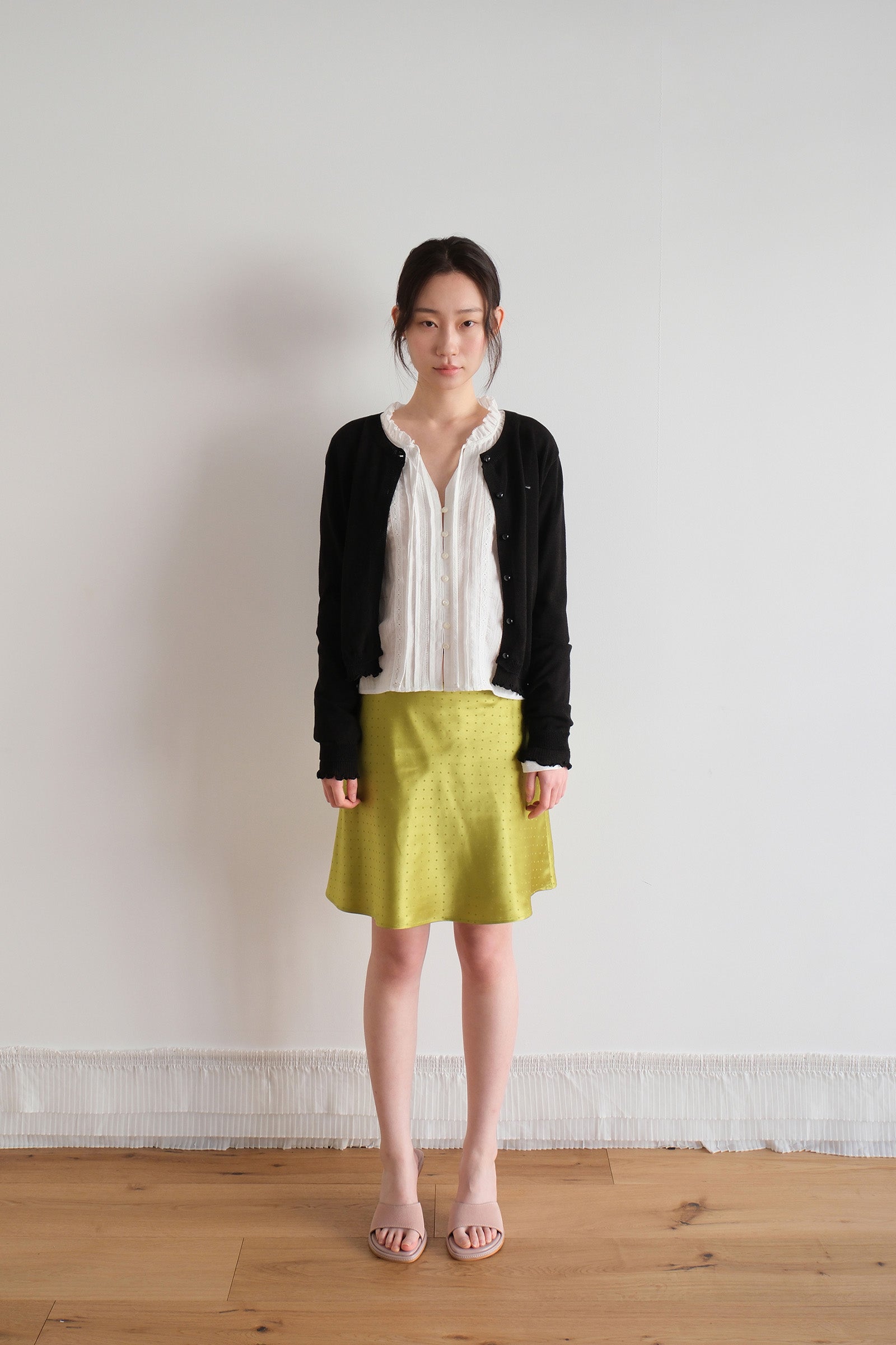 MOUI LAYERED FRILL CARDIGAN_BLACK